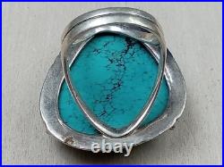 Statement Ornate Sterling Silver Turquoise Ring Size 9 top of ring is 1 1/2 Statement Ornate Sterling Silver Turquoise Ring Size 9 top of ring is 1 1/2