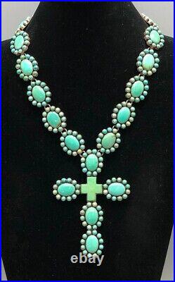 Statement Turquoise Cross Themed Necklace Frederico Jimenez