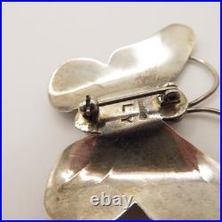 Sterling Silver Butterfly brooch Sleeping Beauty Turquoise signed Yazzie Family
