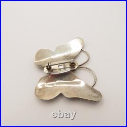 Sterling Silver Butterfly brooch Sleeping Beauty Turquoise signed Yazzie Family