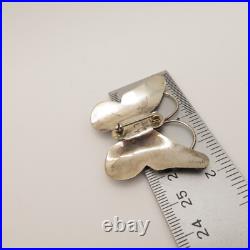 Sterling Silver Butterfly brooch Sleeping Beauty Turquoise signed Yazzie Family