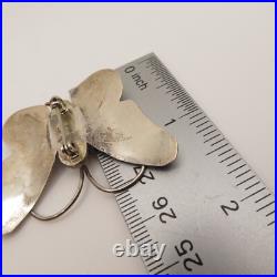 Sterling Silver Butterfly brooch Sleeping Beauty Turquoise signed Yazzie Family