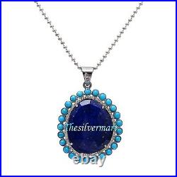 Sterling Silver Diamond Lapis Lazuli Turquoise Pendant Jewelry, Diamond, Turquoise