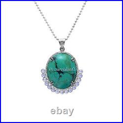 Sterling Silver Diamond Turquoise Moonstone Pendant Jewelry, Turquoise Pendant