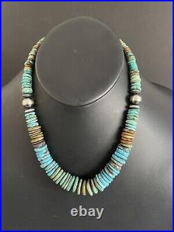 Sterling Silver Graduated Natural Turquoise Bead Necklace