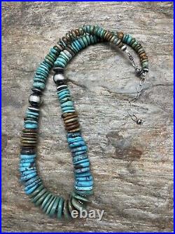 Sterling Silver Graduated Natural Turquoise Bead Necklace