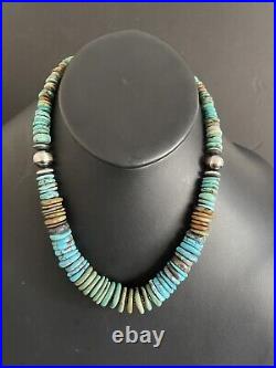 Sterling Silver Graduated Natural Turquoise Bead Necklace