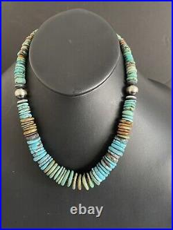 Sterling Silver Graduated Natural Turquoise Bead Necklace