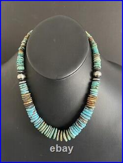 Sterling Silver Graduated Natural Turquoise Bead Necklace