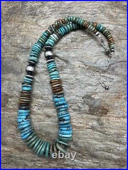 Sterling Silver Graduated Natural Turquoise Bead Necklace