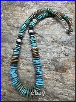 Sterling Silver Graduated Natural Turquoise Bead Necklace