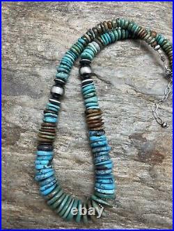 Sterling Silver Graduated Natural Turquoise Bead Necklace