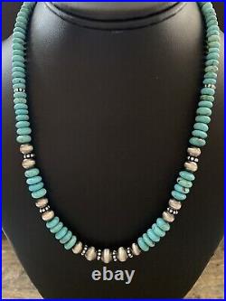 Sterling Silver Graduated Turquoise Bead Necklace