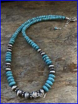 Sterling Silver Graduated Turquoise Bead Necklace