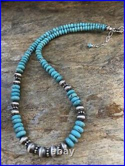 Sterling Silver Graduated Turquoise Bead Necklace