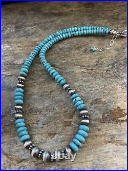 Sterling Silver Graduated Turquoise Bead Necklace