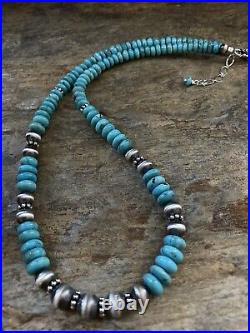 Sterling Silver Graduated Turquoise Bead Necklace