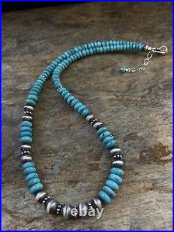 Sterling Silver Graduated Turquoise Bead Necklace