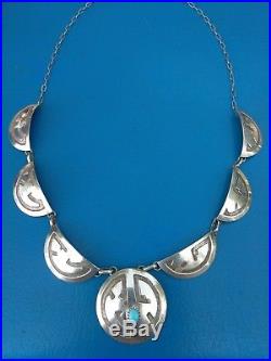 Sterling Silver Hopi Turquoise Squash Blossom Necklace