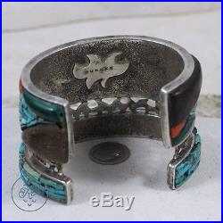 Sterling Silver NAVAJO DURKEE 1970s Turquoise Wood Cuff (HUGE) 160g Bracelet