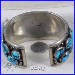 Sterling Silver NAVAJO WILBUR WAUNEKA Turquoise Cuff 93.3g Bracelet (5.5)