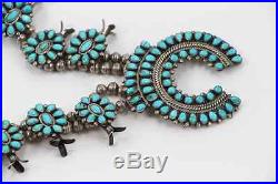 Sterling Silver NAVAJO ZUNI JM BEGAY Turquoise SQUASH BLOSSOM Old Pawn 180g