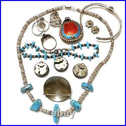 Sterling Silver Native American Navajo Hopi Southwest Turquoise Mix Lot 83.3g L1