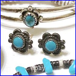 Sterling Silver Native American Navajo Hopi Southwest Turquoise Mix Lot 83.3g L1