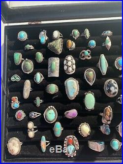 Sterling Silver Native American Navajo Pawn Turquoise Coral Reseller Ring Lot