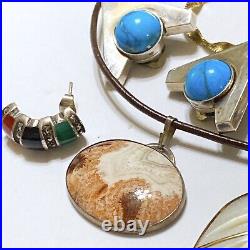 Sterling Silver Native American Navajo Southwest Agate Turquoise Jewelry Lot