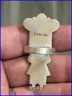 Sterling Silver Native American Southwest Turquoise Kachina Cluster Adj Ring 925 Sterling Silver Native American Southwest Turquoise Kachina Cluster Adj Ring 925