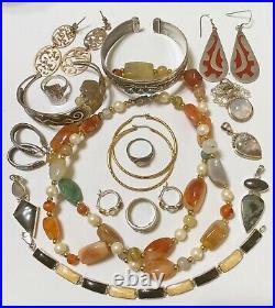 Sterling Silver Native American Southwest Turquoise Moonstone Agate Jewelry Lot
