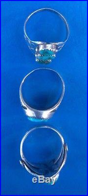 Sterling Silver Native American Turquoise Mens Ring lot of 3