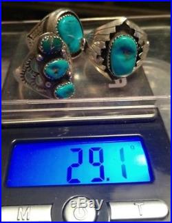 Sterling Silver Native American Turquoise Mens Ring lot of 3
