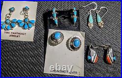 Sterling Silver Native Turquoise Jewelry Earrings For Sale