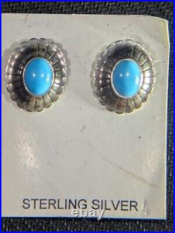 Sterling Silver Native Turquoise Jewelry Earrings For Sale