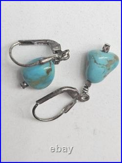 Sterling Silver Navajo Turquoise 20 Necklace & Earrings Set Sterling Silver Navajo Turquoise 20 Necklace & Earrings Set