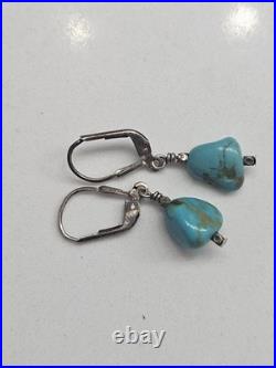 Sterling Silver Navajo Turquoise 20 Necklace & Earrings Set Sterling Silver Navajo Turquoise 20 Necklace & Earrings Set