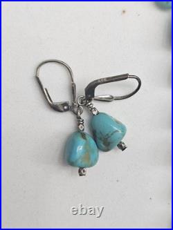 Sterling Silver Navajo Turquoise 20 Necklace & Earrings Set Sterling Silver Navajo Turquoise 20 Necklace & Earrings Set
