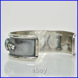 Sterling Silver Navajo Unmarked Turquoise Five Stone Open Cuff Bangle Bracelet