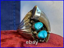 Sterling Silver Ring 16.77g Fine Jewelry Size 10.75 Turquoise Stones Drink Horn