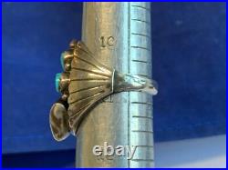 Sterling Silver Ring 16.77g Fine Jewelry Size 10.75 Turquoise Stones Drink Horn
