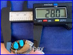 Sterling Silver Ring 16.77g Fine Jewelry Size 10.75 Turquoise Stones Drink Horn