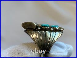 Sterling Silver Ring 16.77g Fine Jewelry Size 10.75 Turquoise Stones Drink Horn