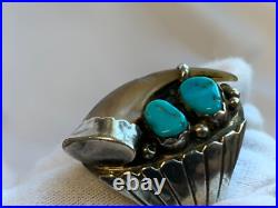 Sterling Silver Ring 16.77g Fine Jewelry Size 10.75 Turquoise Stones Drink Horn