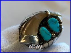 Sterling Silver Ring 16.77g Fine Jewelry Size 10.75 Turquoise Stones Drink Horn