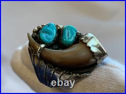Sterling Silver Ring 16.77g Fine Jewelry Size 10.75 Turquoise Stones Drink Horn