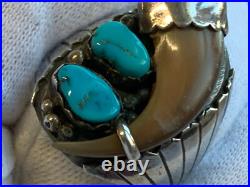 Sterling Silver Ring 16.77g Fine Jewelry Size 10.75 Turquoise Stones Drink Horn