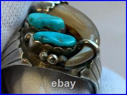Sterling Silver Ring 16.77g Fine Jewelry Size 10.75 Turquoise Stones Drink Horn