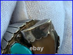Sterling Silver Ring 16.77g Fine Jewelry Size 10.75 Turquoise Stones Drink Horn